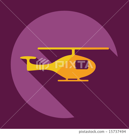 插图素材: flat modern design with shadow icon helicopter