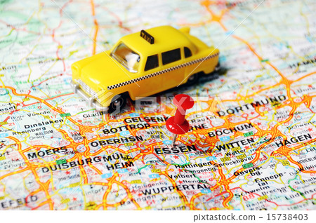 Stock Photo: Essen ,Germany map taxi