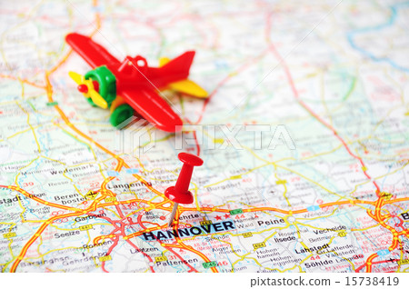 Hannover ,Germany map airplane Hannover ,Germany map airplane 15738419