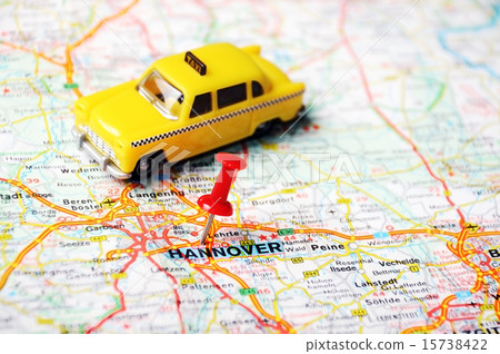 Stock Photo: Hannover ,Germany map taxi