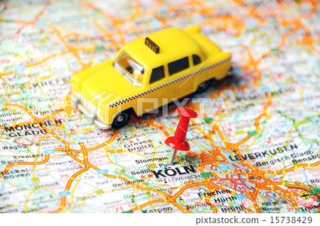 Stock Photo: Koln ,Germany map taxi