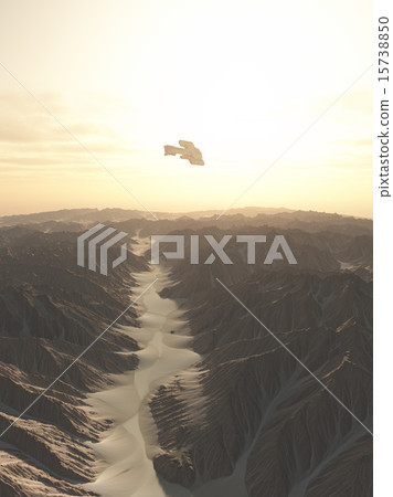 Spaceship Flying Over a Desert Planet Spaceship Flying Over a Desert Planet 15738850