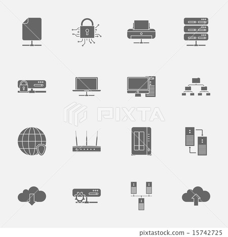 Computer Systems and Networks silhouette icons set - Stock Illustration ...