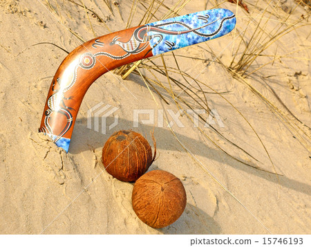 Boomerang and coconuts. 15746193