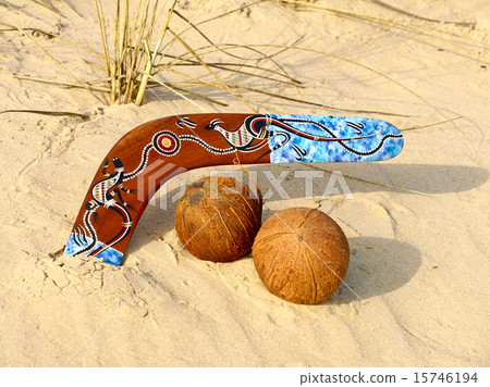 Boomerang and coconuts. Boomerang and coconuts. 15746194