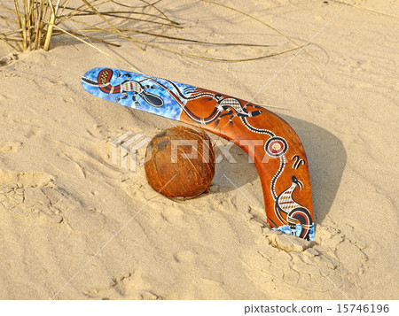 Boomerang and coconut. 15746196