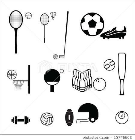 Sport balls and rackets icons Sport balls and rackets icons 15746608
