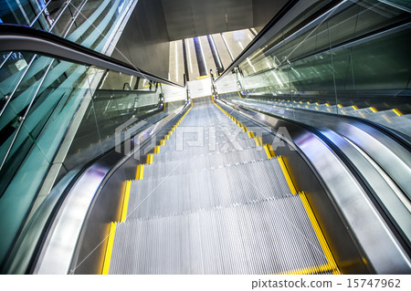 Airport moving sidewalk also travelator, walkalator and movator. 15747962
