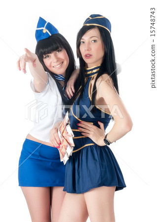 Two pretty stewardess with money 15748743