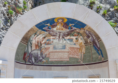 arch decorated with mosaics - entrance to the monastery Ostrog arch decorated with mosaics - entrance to the monastery Ostrog 15749029