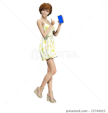 預訂與智能手機的一名年輕女子 15749425