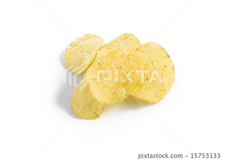 Prepared potato chips snack closeup view Prepared potato chips snack closeup view 15753133