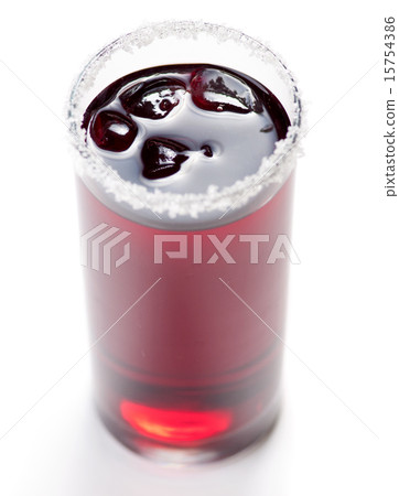 Red cocktail with ice on white 15754386