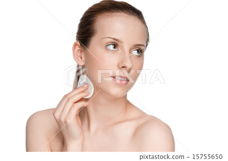 Young beautiful woman with clean sponge Young beautiful woman with clean sponge 15755650