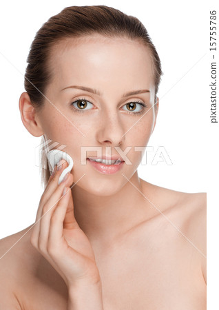 Young beautiful woman with clean sponge Young beautiful woman with clean sponge 15755786