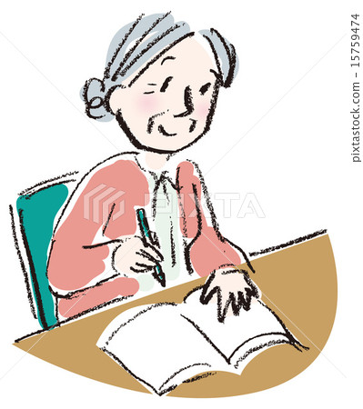 Senior woman writing character 15759474