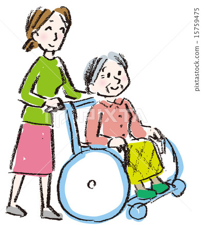 Senior women riding a wheelchair 15759475