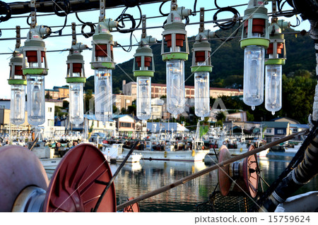 Squid fishing boat at Hakodate fishing port Squid fishing boat at Hakodate fishing port 15759624