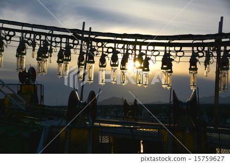 Squid fishing boat at Hakodate fishing port Squid fishing boat at Hakodate fishing port 15759627