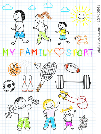 Happy family, doing exercises Happy family, doing exercises 15760042