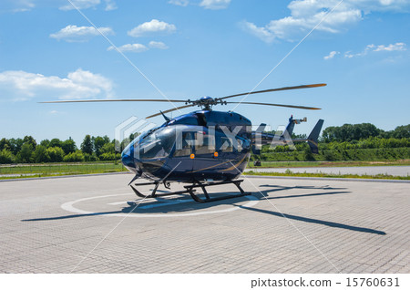 Helicopter parked at the helipad 15760631