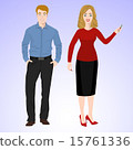 Smiling man and woman in office style wear. 15761336