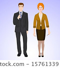 Smiling man and woman in office style wear. 15761339