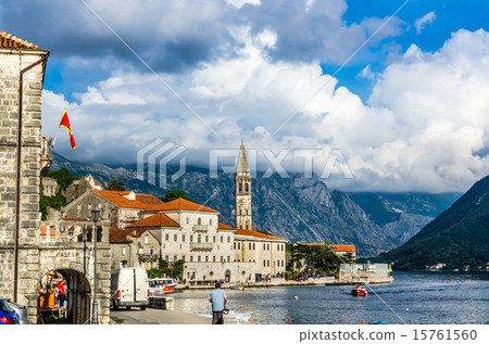View on city and sea bay and Perast 15761560