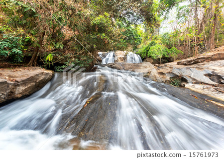 Waterfall and green stream in the forest Thailand Waterfall and green stream in the forest Thailand 15761973