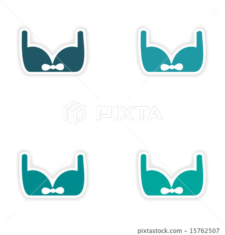 assembly realistic sticker design on paper brassiere 15762507
