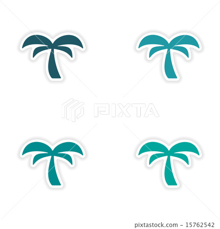 assembly realistic sticker design on paper palm tree assembly realistic sticker design on paper palm tree 15762542