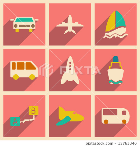 Flat with shadow concept and mobile application transports icons Flat with shadow concept and mobile application transports icons 15763340