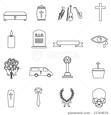 funeral simple black outline icons set eps10 funeral simple black outline icons set eps10 15764670