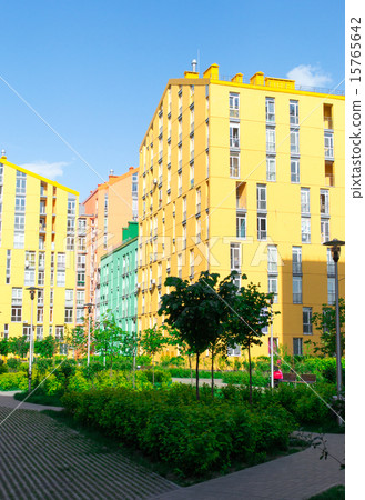 Aerial view on colorful residential buildings Aerial view on colorful residential buildings 15765642