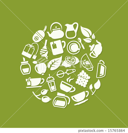 tea icons in circle 15765864