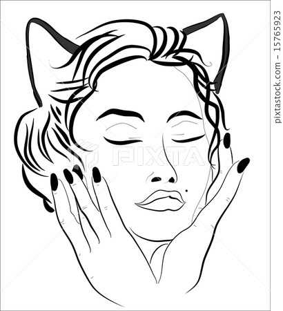 Face of a beautiful woman-cat 15765923