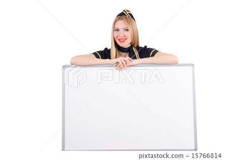 Woman stewardess with blank board Woman stewardess with blank board 15766814