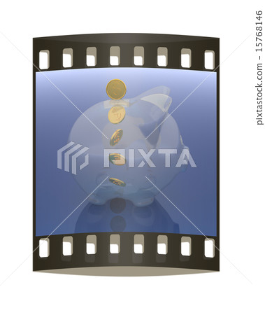 Glass piggy bank. The film strip Glass piggy bank. The film strip 15768146