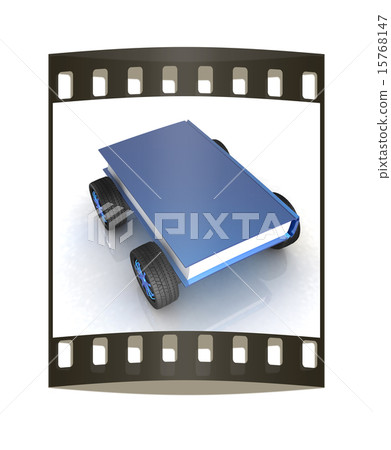 On race car in world of knowledge. The film strip 15768147