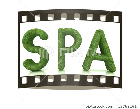 "Spa" 3D text from a green grass. The film strip "Spa" 3D text from a green grass. The film strip 15768161