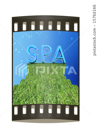 Background image of 3d text "SPA". The film strip Background image of 3d text "SPA". The film strip 15768166