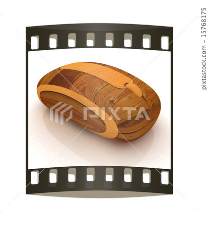 Wooden computer mouse. The film strip Wooden computer mouse. The film strip 15768175
