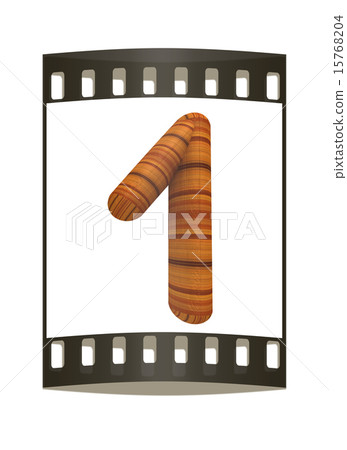 Wooden number "1"- one. The film strip Wooden number "1"- one. The film strip 15768204