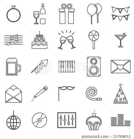 Celebration line icons on white background 15769652
