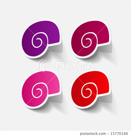 Realistic paper sticker: shell Realistic paper sticker: shell 15770188