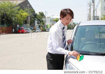 Beginner's young leave mark work suit car (male light car driver, salaryman businessman) 15770212