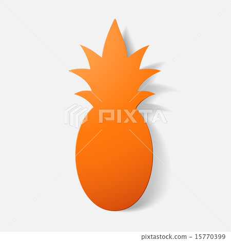 Paper clipped sticker: fruit, pineapple 15770399