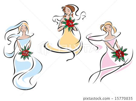 Romantic brides in colorful wedding dresses 15770835