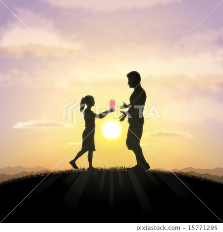 Father and child silhouette 15771295