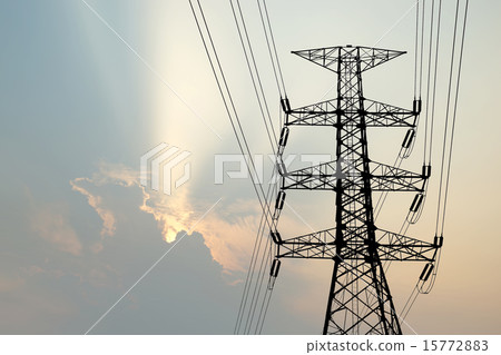 silhouette of high voltage electric tower silhouette of high voltage electric tower 15772883